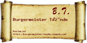 Burgermeister Tünde névjegykártya