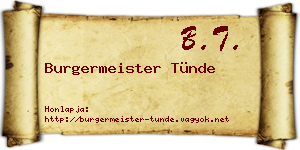 Burgermeister Tünde névjegykártya